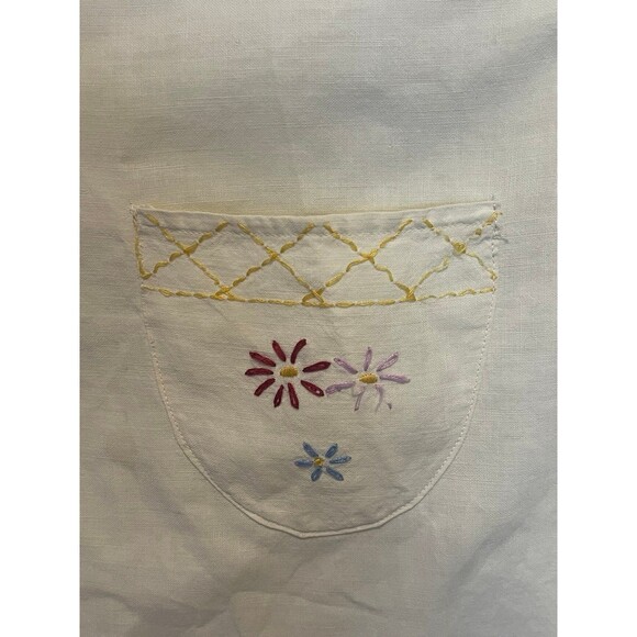 Vintage Embroidered Cream Colored Full Apron - Picture 8 of 12
